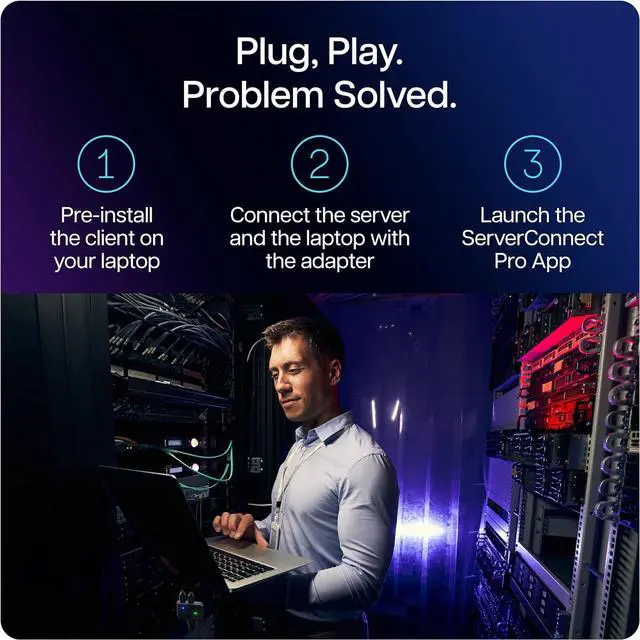 Alt view image 5 of 6 - ServerConnect Pro Portable Server Management Tool: USB Crash Cart Adapter  1920 x 1200  Portable Laptop USB 2.0 to KVM Console - Datacenter Server Monitor Mouse and Keyboard to USB