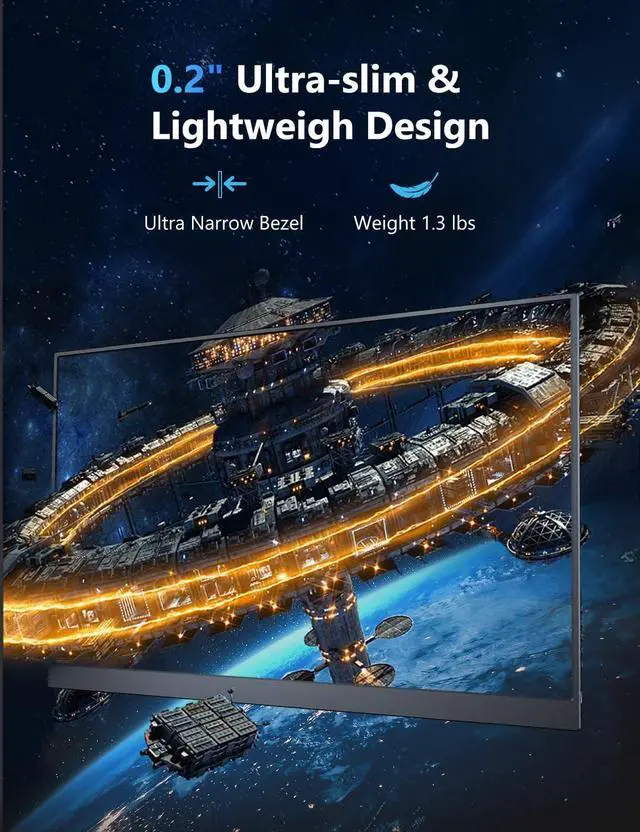 Alt view image 3 of 7 - 165Hz Portable Gaming Monitor, 16" 1920x1200 500 Nits Laptop Monitor, Second Computer Display with Speakers, Dual Screen Travel Monitor for PC Phone PS5/4 Xbox Switch