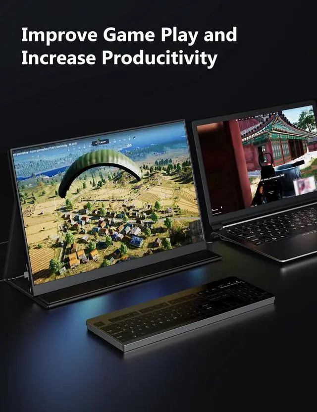 Alt view image 6 of 7 - 165Hz Portable Gaming Monitor, 16" 1920x1200 500 Nits Laptop Monitor, Second Computer Display with Speakers, Dual Screen Travel Monitor for PC Phone PS5/4 Xbox Switch