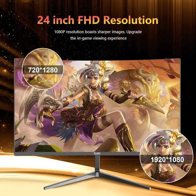 Alt view image 3 of 7 - 24 Inch Curved Gaming Computer Monitor 180hz FHD1080P Frameless Eye Care DisplayPort HDMI 250cd/m² Brightness 99% sRGB AMD FreeSync Flicker-Free Blue Light Filter Wall Mountable 75 * 75mm