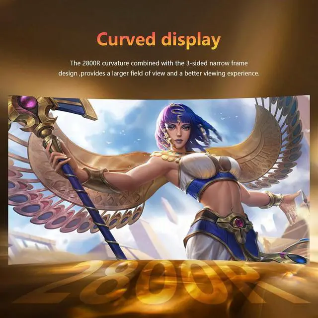 Alt view image 5 of 7 - 24 Inch Curved Gaming Computer Monitor 180hz FHD1080P Frameless Eye Care DisplayPort HDMI 250cd/m² Brightness 99% sRGB AMD FreeSync Flicker-Free Blue Light Filter Wall Mountable 75 * 75mm