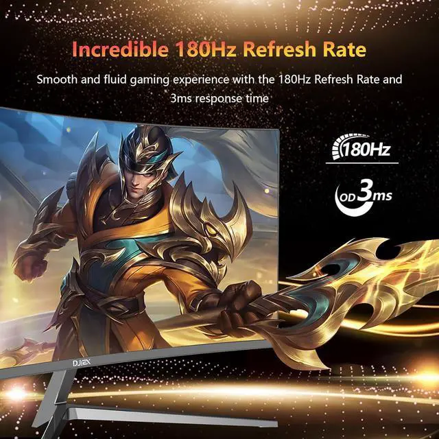 Alt view image 4 of 7 - 24 Inch Curved Gaming Computer Monitor 180hz FHD1080P Frameless Eye Care DisplayPort HDMI 250cd/m² Brightness 99% sRGB AMD FreeSync Flicker-Free Blue Light Filter Wall Mountable 75 * 75mm