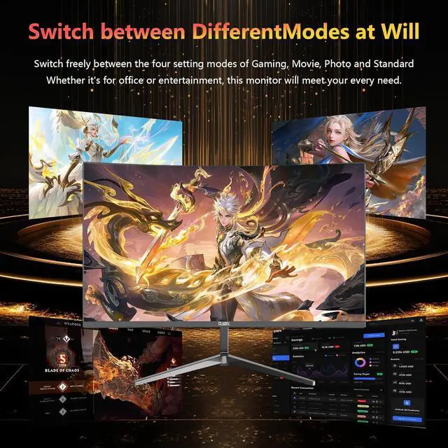 Alt view image 6 of 7 - 24 Inch Curved Gaming Computer Monitor 180hz FHD1080P Frameless Eye Care DisplayPort HDMI 250cd/m² Brightness 99% sRGB AMD FreeSync Flicker-Free Blue Light Filter Wall Mountable 75 * 75mm