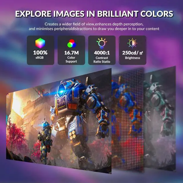 Alt view image 3 of 6 - 27" Curved Gaming Monitor, 280Hz Refresh Rate, FHD 1920x1080p, 1800R VA Panel, 100% sRGB, AMD FreeSync, Low Blue Light, Ultra-Smooth Esports Display, HDMI 2.0 & DP 1.4, VESA Wall Mountable