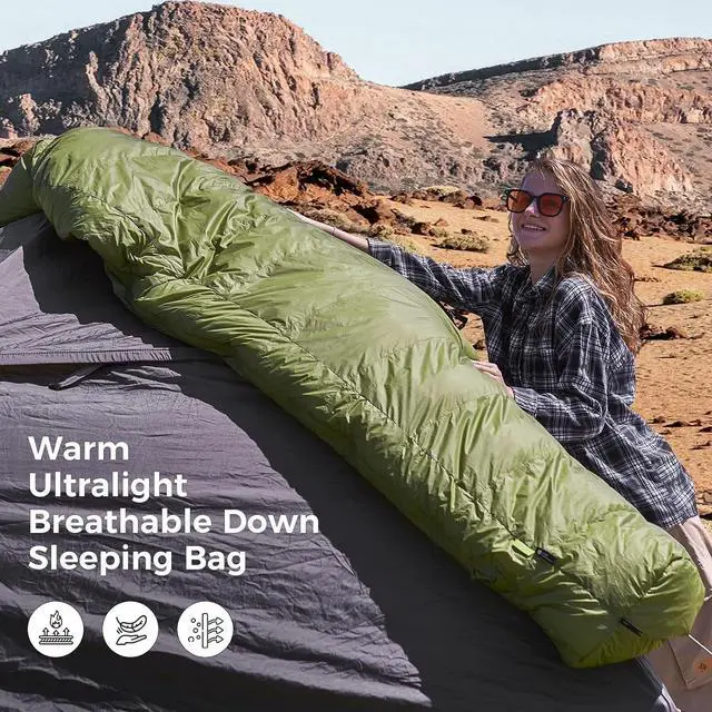 Alt view image 5 of 6 - Down Sleeping Bag, 700FP Mummy Cold Weather Ultralight 3 Season Compact Packable Waterproof Sleeping Bag with Stuff Sack for Backpacking Camping Hiking Traveling