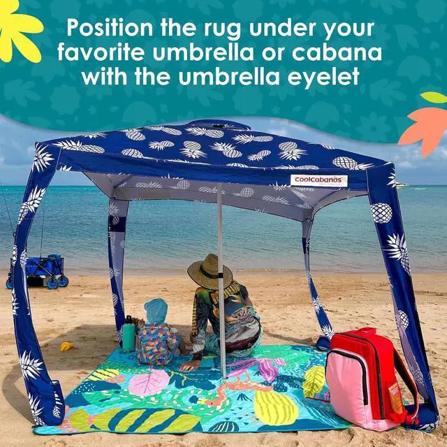 Alt view image 7 of 7 - Jumbo Picnic Mats with Umbrella Hole | 6'7 x 6'7 | Flamingo-A-Go-Go| Picnic Rug/Beach Mat/Picnic Blanket | Waterproof Picnic Blanket for Outdoor| Foldable & Waterproof for Beach & Park