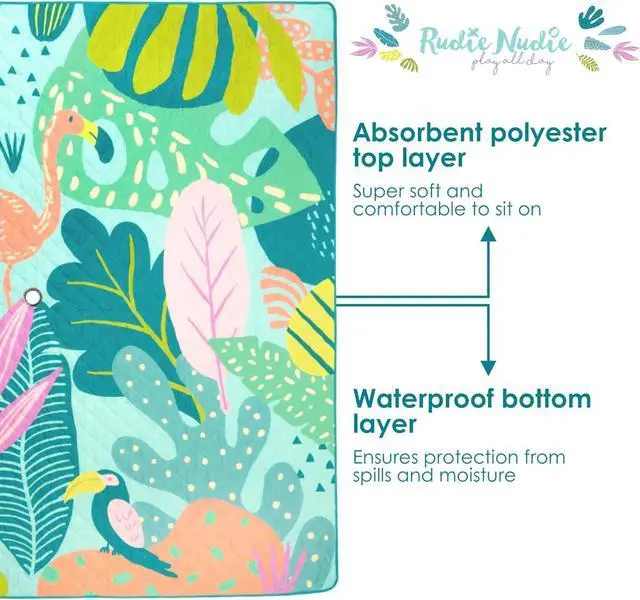 Alt view image 5 of 7 - Jumbo Picnic Mats with Umbrella Hole | 6'7 x 6'7 | Flamingo-A-Go-Go| Picnic Rug/Beach Mat/Picnic Blanket | Waterproof Picnic Blanket for Outdoor| Foldable & Waterproof for Beach & Park