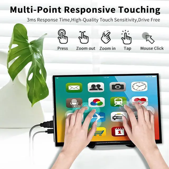 Alt view image 3 of 7 - Raspberry Pi Touchscreen,10 Inch Monitor HDMI,1024×600 Mini Monitor,16:9 IPS Screen Small Portable Display for Raspberry Pi 400/4/3/2/Zero/B/B+ Jetson Nano Win11/10/8/7