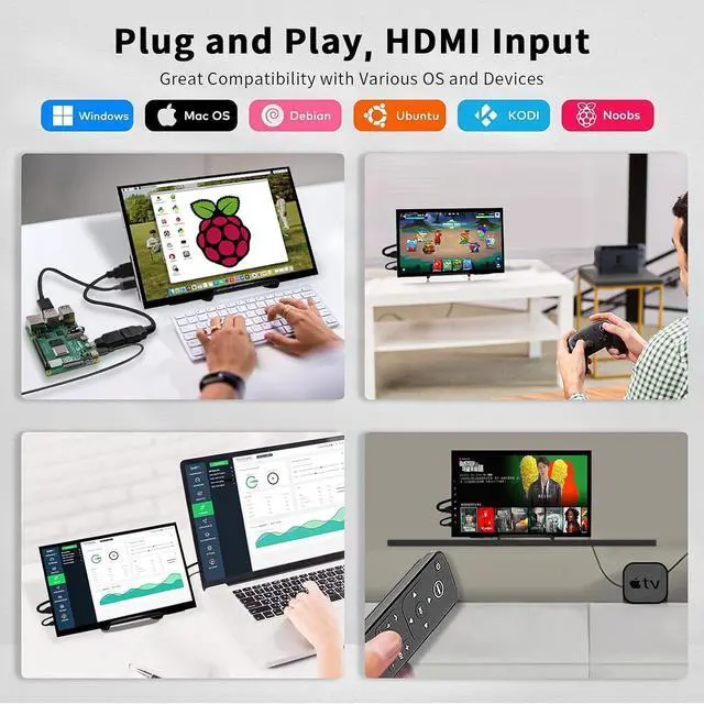 Alt view image 5 of 7 - Raspberry Pi Touchscreen,10 Inch Monitor HDMI,1024×600 Mini Monitor,16:9 IPS Screen Small Portable Display for Raspberry Pi 400/4/3/2/Zero/B/B+ Jetson Nano Win11/10/8/7