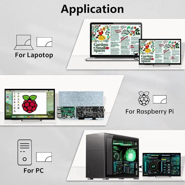 Alt view image 7 of 7 - Raspberry Pi Touchscreen,10 Inch Monitor HDMI,1024×600 Mini Monitor,16:9 IPS Screen Small Portable Display for Raspberry Pi 400/4/3/2/Zero/B/B+ Jetson Nano Win11/10/8/7