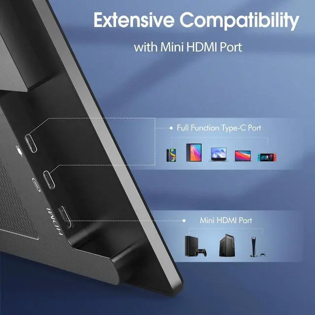 Alt view image 7 of 7 - Portable Monitor 15.6 Inch 2024 C2 Series FHD 1080P USB C HDMI Computer Display IPS Screen with Dual Speakers for Laptop PC PS4 Xbox Phone with Foldable Kickstand, Midnight Black