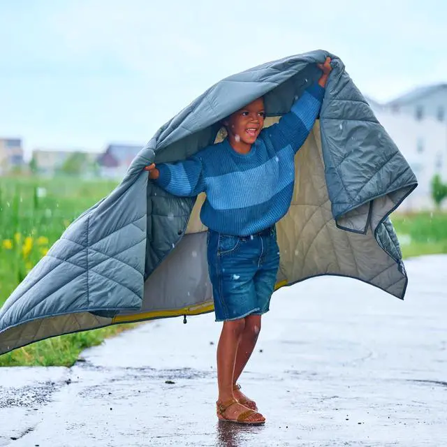 Alt view image 7 of 7 - Adventure Blanket - 100% Down Alternative Insulated Outdoor Puffy Blanket for Camping, Beach, Sports/Stadiums, Picnics, or Travel - Built-in Hand Pockets and Zipper Pillow Pocket - Adult Size