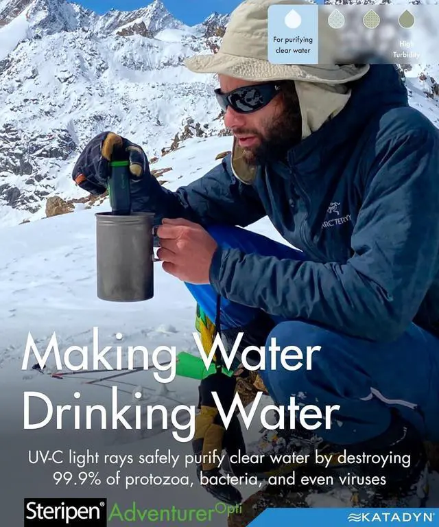 Alt view image 2 of 6 - SteriPen Adventurer Opti UV Personal Water Purifier for Camping, Backpacking, Emergency Preparedness and Travel Black/Green Small