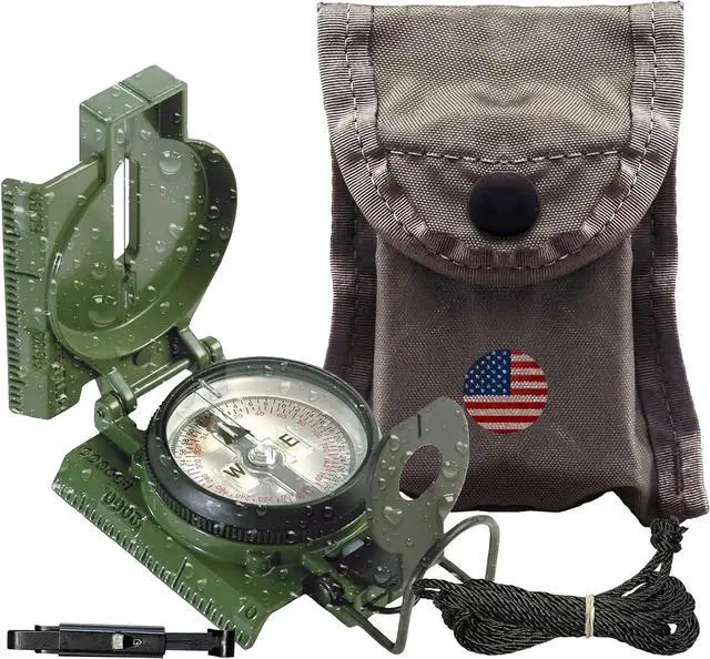 Main image of Compass Military Grade Phosphorescent - Lensatic Compass Shock, Sand, and Waterproof, Tactical, Navigation - Made in The USA