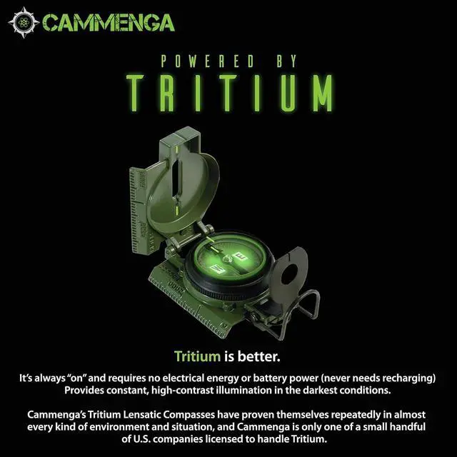 Alt view image 5 of 7 - Compass Military Grade Phosphorescent - Lensatic Compass Shock, Sand, and Waterproof, Tactical, Navigation - Made in The USA