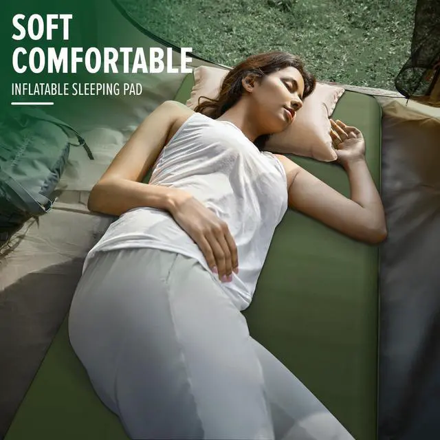Alt view image 5 of 6 - 4" Thick Self Inflating Sleeping Pad with 13R Memory Foam, 78" x 29" Camping Mattress with Pump Sack, Portable Roll Up Bed, Inflatable Outdoor Mat for Rooftop Tent Car Truck Van, 4 Season