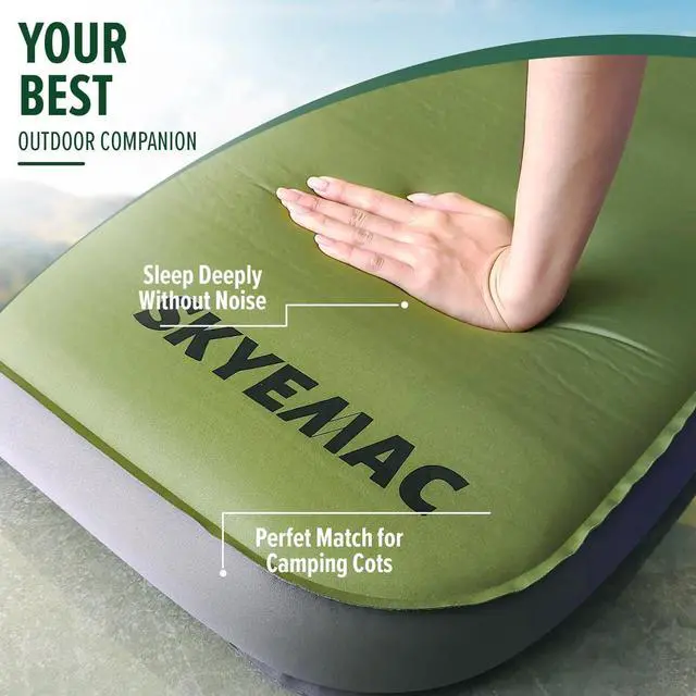Alt view image 6 of 6 - 4" Thick Self Inflating Sleeping Pad with 13R Memory Foam, 78" x 29" Camping Mattress with Pump Sack, Portable Roll Up Bed, Inflatable Outdoor Mat for Rooftop Tent Car Truck Van, 4 Season