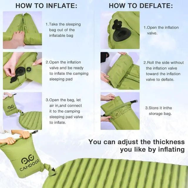 Alt view image 6 of 7 - CAMDDOR Ultralight Sleeping Pad, Patchworkable Sleeping Pad for Camping with Warm 6.8 R-Value Insulated Camping Mattress for Hiking, Backpacking, Outdoor with Inflatable Bag