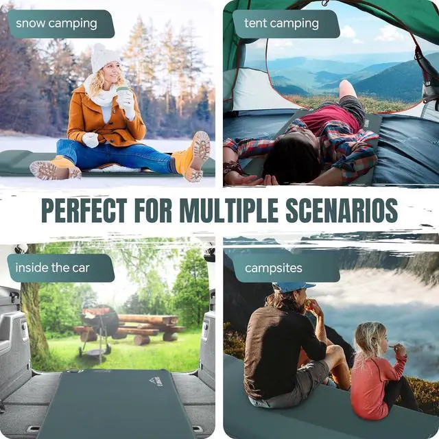 Alt view image 6 of 7 - Camping Sleeping Pad - Ultra-Thick Camping Mattress Pad with Built-in Foot Pump Memory Foam Camp Pad - Easy Inflate&Deflate - 4-Season Portable Camp Sleeping Mat with Pillow for Travel/Car/Tent/Home
