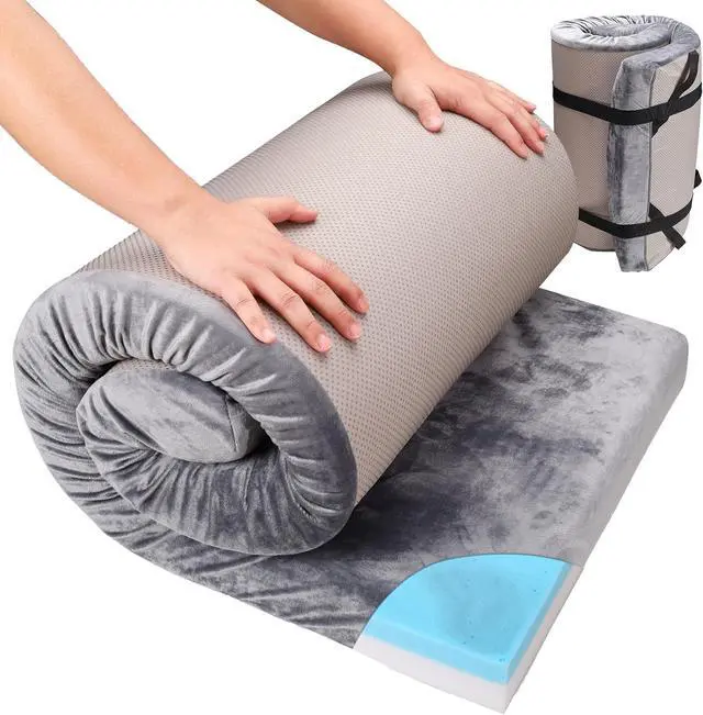 Main image of Memory Foam Camping Mattress pad,3 Inch Thick Floor Sleeping Mat Pad for Adults with Waterproof and Non-Slip Bottom, Portable Roll Up Mattress for Sleepover Guest