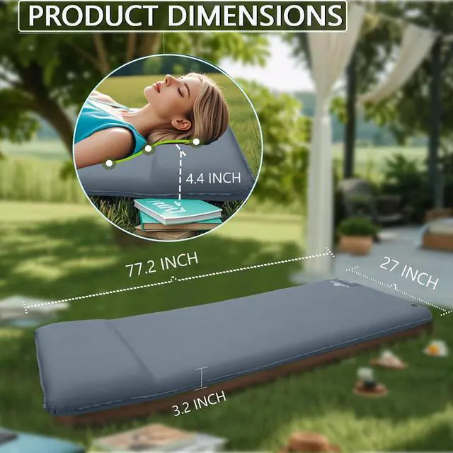 Alt view image 2 of 7 - Camping Sleeping Pad | Self Inflating Sleeping Pad with Electric Pump, Camping Mattress Compact for Backpacking Hiking Traveling Sleeping Mat Pad -Ultralight Self Inflating Air Mattress