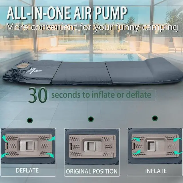 Alt view image 3 of 7 - Camping Sleeping Pad | Self Inflating Sleeping Pad with Electric Pump, Camping Mattress Compact for Backpacking Hiking Traveling Sleeping Mat Pad -Ultralight Self Inflating Air Mattress