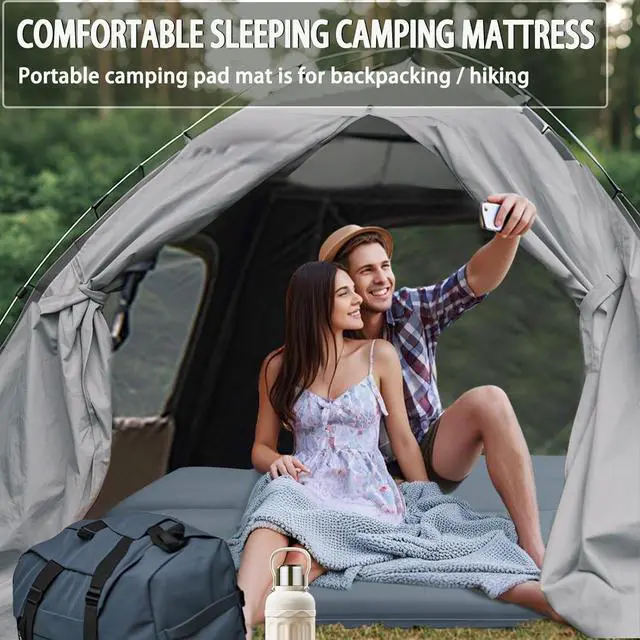 Alt view image 7 of 7 - Camping Sleeping Pad | Self Inflating Sleeping Pad with Electric Pump, Camping Mattress Compact for Backpacking Hiking Traveling Sleeping Mat Pad -Ultralight Self Inflating Air Mattress