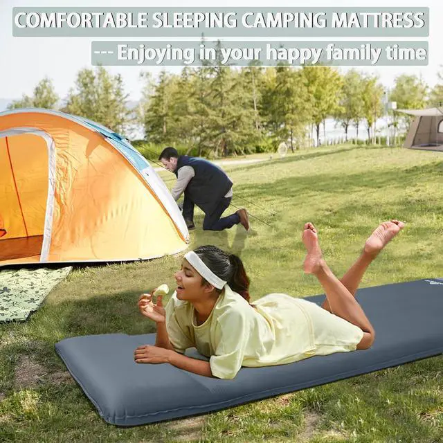 Alt view image 6 of 7 - Camping Sleeping Pad | Self Inflating Sleeping Pad with Electric Pump, Camping Mattress Compact for Backpacking Hiking Traveling Sleeping Mat Pad -Ultralight Self Inflating Air Mattress