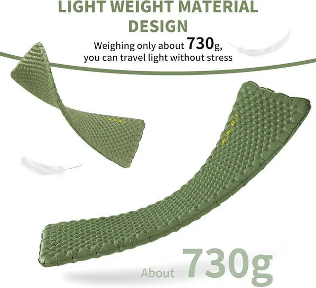 Alt view image 3 of 7 - 25oz Ultralight Sleeping Pad, Insulated Inflatable Sleeping Pad 4.6R, Lightweight Sleeping Mat for Camping, Hiking, Backpacking, with Air Pump Sack