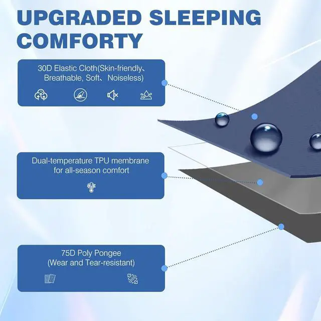 Alt view image 5 of 7 - Ultralight Self Inflating Sleeping Pad, 4" Thick Camping Mattress with Pump Pack, 9.5 R-Value Insulated Sleeping Mat, Portable Camping Bed for Tent, Car, Truck or Van, 4 Season Camp Mattress
