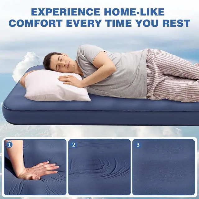 Alt view image 3 of 7 - Ultralight Self Inflating Sleeping Pad, 4" Thick Camping Mattress with Pump Pack, 9.5 R-Value Insulated Sleeping Mat, Portable Camping Bed for Tent, Car, Truck or Van, 4 Season Camp Mattress