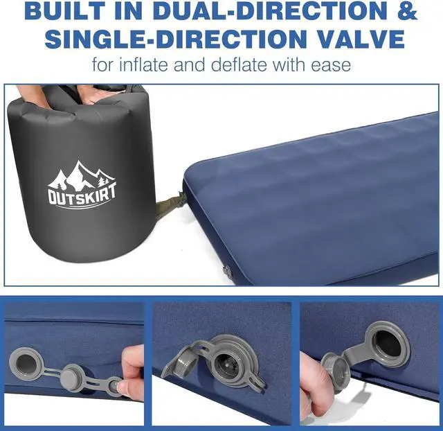 Alt view image 4 of 7 - Ultralight Self Inflating Sleeping Pad, 4" Thick Camping Mattress with Pump Pack, 9.5 R-Value Insulated Sleeping Mat, Portable Camping Bed for Tent, Car, Truck or Van, 4 Season Camp Mattress