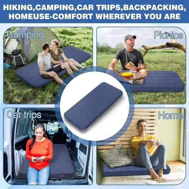 Alt view image 7 of 7 - Ultralight Self Inflating Sleeping Pad, 4" Thick Camping Mattress with Pump Pack, 9.5 R-Value Insulated Sleeping Mat, Portable Camping Bed for Tent, Car, Truck or Van, 4 Season Camp Mattress