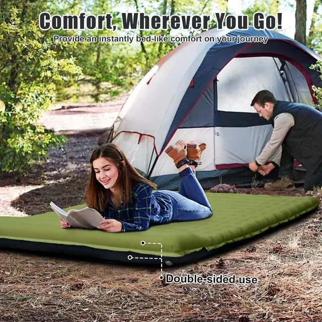 Alt view image 6 of 7 - Double Sleeping Pad, Self Inflating 4.7'' Extra Thick for 2 Person Built-in Pump, Portable Camping Mattress Sleeping Mat for Backpacking Hiking Tent Travel