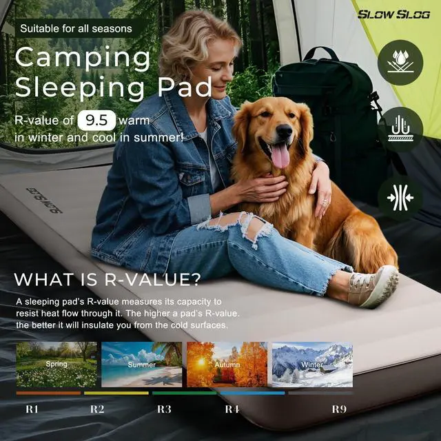 Alt view image 6 of 7 - Self-Inflating Sleeping Pad with Portable Electric Air Pump, 4in Thick Memory Foam Camping Mattress for Tent Cot & Car Travel, Fast Inflate & Deflate Camping Pad