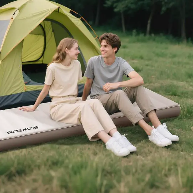 Alt view image 7 of 7 - Self-Inflating Sleeping Pad with Portable Electric Air Pump, 4in Thick Memory Foam Camping Mattress for Tent Cot & Car Travel, Fast Inflate & Deflate Camping Pad