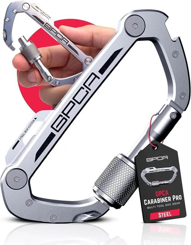 Main image of Multi-Tool Carabiner Clip D Ring Key Chain - Heavy Duty Key Clip for Keys, Small Carabiner Clip, Carabiner Heavy Duty, Keychain Clip, Keychain Organizer - Aluminum, Steel, Titanium Carabiners