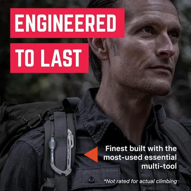 Alt view image 2 of 7 - Multi-Tool Carabiner Clip D Ring Key Chain - Heavy Duty Key Clip for Keys, Small Carabiner Clip, Carabiner Heavy Duty, Keychain Clip, Keychain Organizer - Aluminum, Steel, Titanium Carabiners