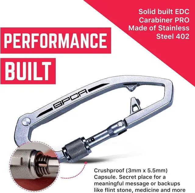 Alt view image 3 of 7 - Multi-Tool Carabiner Clip D Ring Key Chain - Heavy Duty Key Clip for Keys, Small Carabiner Clip, Carabiner Heavy Duty, Keychain Clip, Keychain Organizer - Aluminum, Steel, Titanium Carabiners