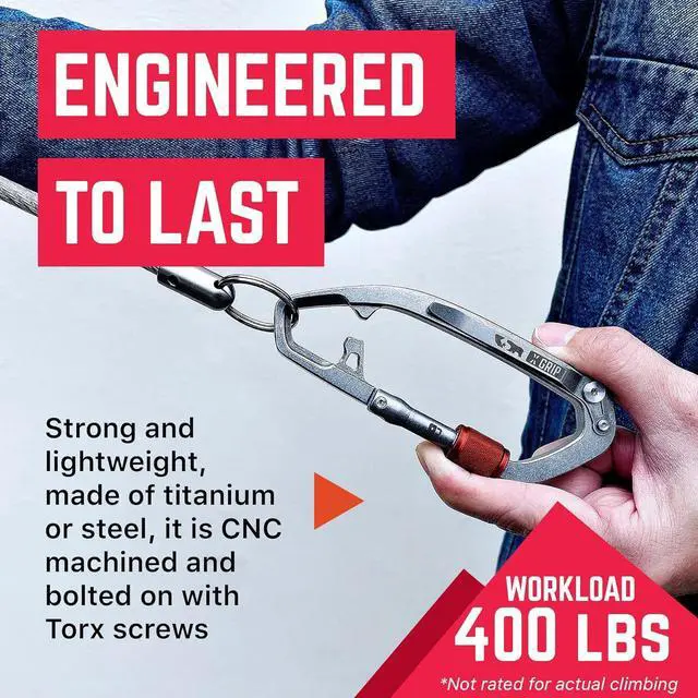 Alt view image 6 of 7 - Multi-Tool Carabiner Clip D Ring Key Chain - Heavy Duty Key Clip for Keys, Small Carabiner Clip, Carabiner Heavy Duty, Keychain Clip, Keychain Organizer - Aluminum, Steel, Titanium Carabiners
