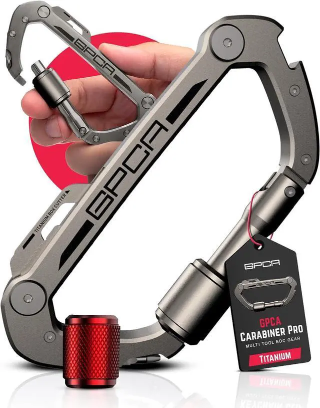 Main image of Multi-Tool Carabiner Clip D Ring Key Chain - Heavy Duty Key Clip for Keys, Small Carabiner Clip, Carabiner Heavy Duty, Keychain Clip, Keychain Organizer - Aluminum, Steel, Titanium Carabiners