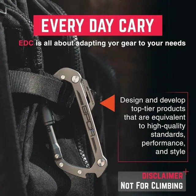 Alt view image 5 of 7 - Multi-Tool Carabiner Clip D Ring Key Chain - Heavy Duty Key Clip for Keys, Small Carabiner Clip, Carabiner Heavy Duty, Keychain Clip, Keychain Organizer - Aluminum, Steel, Titanium Carabiners