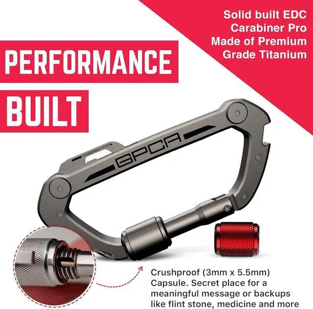 Alt view image 7 of 7 - Multi-Tool Carabiner Clip D Ring Key Chain - Heavy Duty Key Clip for Keys, Small Carabiner Clip, Carabiner Heavy Duty, Keychain Clip, Keychain Organizer - Aluminum, Steel, Titanium Carabiners