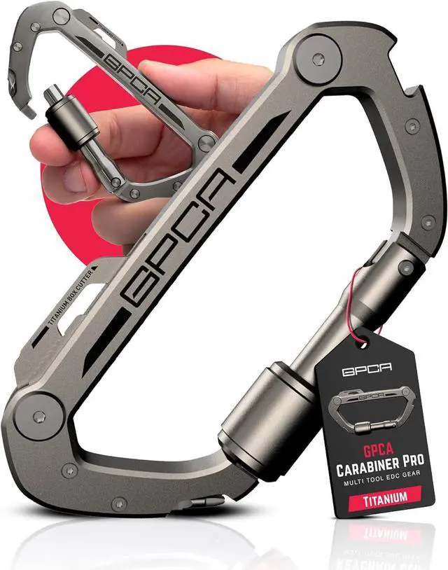 Main image of Multi-Tool Carabiner Clip D Ring Key Chain - Heavy Duty Key Clip for Keys, Small Carabiner Clip, Carabiner Heavy Duty, Keychain Clip, Keychain Organizer - Aluminum, Steel, Titanium Carabiners