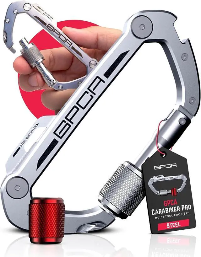 Main image of Multi-Tool Carabiner Clip D Ring Key Chain - Heavy Duty Key Clip for Keys, Small Carabiner Clip, Carabiner Heavy Duty, Keychain Clip, Keychain Organizer - Aluminum, Steel, Titanium Carabiners