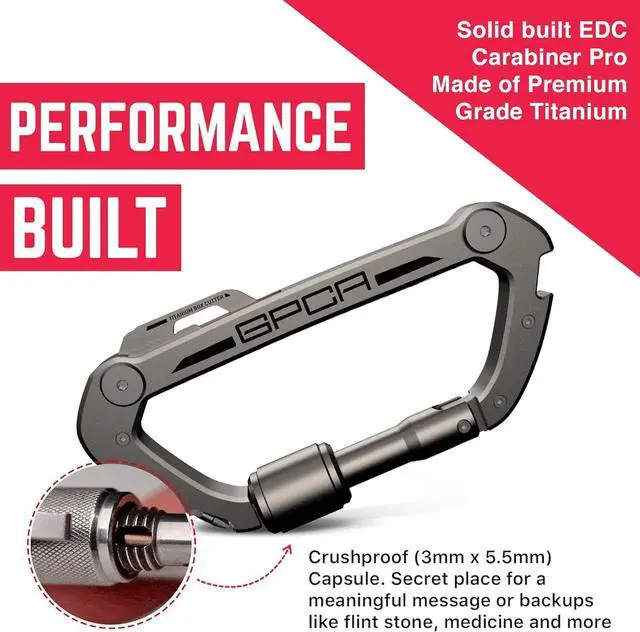 Alt view image 7 of 7 - Multi-Tool Carabiner Clip D Ring Key Chain - Heavy Duty Key Clip for Keys, Small Carabiner Clip, Carabiner Heavy Duty, Keychain Clip, Keychain Organizer - Aluminum, Steel, Titanium Carabiners