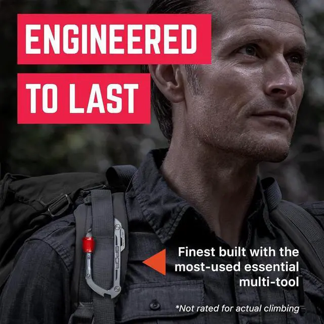 Alt view image 2 of 7 - Multi-Tool Carabiner Clip D Ring Key Chain - Heavy Duty Key Clip for Keys, Small Carabiner Clip, Carabiner Heavy Duty, Keychain Clip, Keychain Organizer - Aluminum, Steel, Titanium Carabiners