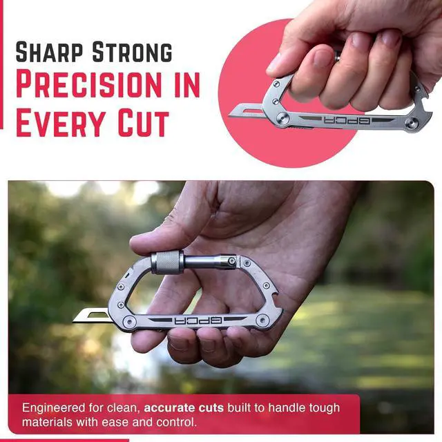 Alt view image 6 of 7 - Multi-Tool Carabiner Clip D Ring Key Chain - Heavy Duty Key Clip for Keys, Small Carabiner Clip, Carabiner Heavy Duty, Keychain Clip, Keychain Organizer - Aluminum, Steel, Titanium Carabiners