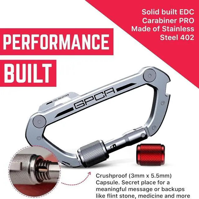 Alt view image 7 of 7 - Multi-Tool Carabiner Clip D Ring Key Chain - Heavy Duty Key Clip for Keys, Small Carabiner Clip, Carabiner Heavy Duty, Keychain Clip, Keychain Organizer - Aluminum, Steel, Titanium Carabiners