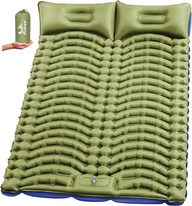 Main image of Double Sleeping Pad for Camping - Ultralight Camping Mattress with Pillow, Built-in Foot Pump, Compact Inflatable 2-Person Portable Mat for Backpacking, Hiking, Car Traveling, Beach, Tent